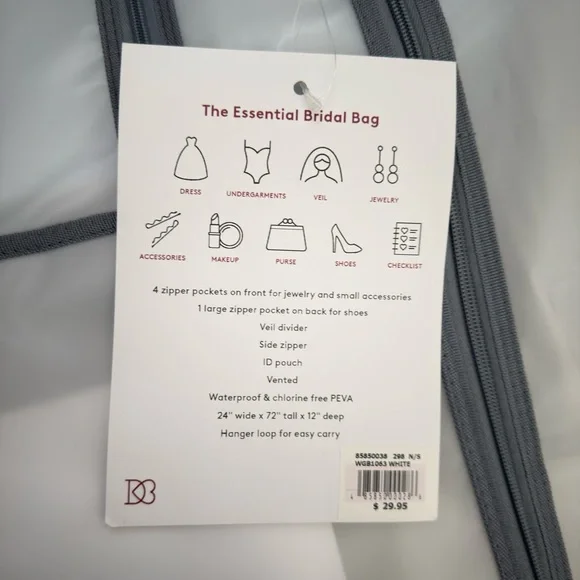 David's Bridal Essential Bridal Bag - Gray and White - Picture 2 of 3